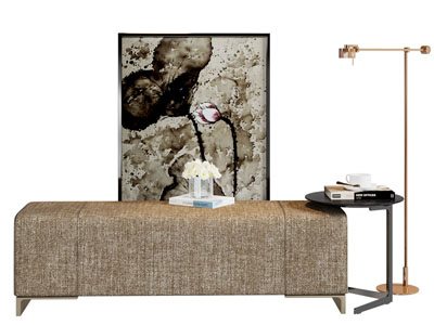 现代长方形沙发凳子 装饰挂画