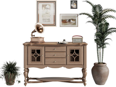 美式玄关柜 边柜 装饰挂画3d模型 美式玄关柜 边柜 装饰挂画