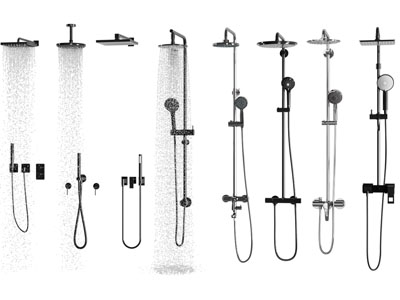 现代黑色金属淋浴花洒