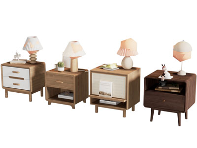 北欧实木床头柜 台灯