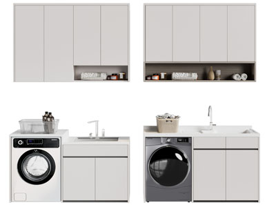 现代阳台洗衣机收纳柜3d模型 现代阳台洗衣机收纳柜