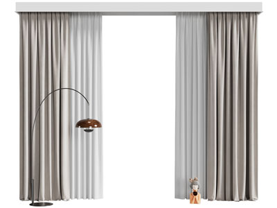 现代布艺窗帘窗纱3d模型 现代布艺窗帘窗纱