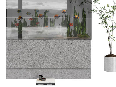 新中式鱼缸水族 摆件组合