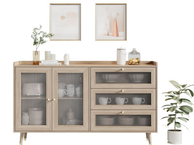 现代餐边柜 装饰挂画3d模型 现代餐边柜 装饰挂画