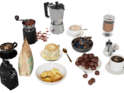 现代饼干 甜点 蛋糕 咖啡机 磨豆机 咖啡杯子