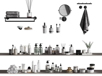 现代洗漱用品 化妆品 毛巾 梳妆镜子卫浴小件