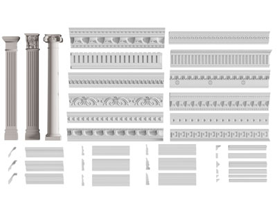 欧式雕花石膏线条 罗马柱子 踢脚线 角线3d模型 欧式雕花石膏线条 罗马柱子 踢脚线 角线