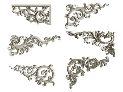 欧式雕花 角花 装饰构件3d模型 欧式雕花 角花 装饰构件