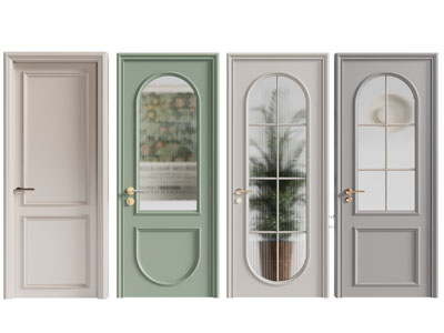 美式木门 玻璃门 房门 平开门3d模型 美式木门 玻璃门 房门 平开门