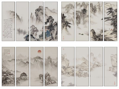新中式山水装饰挂画3d模型 新中式山水装饰挂画