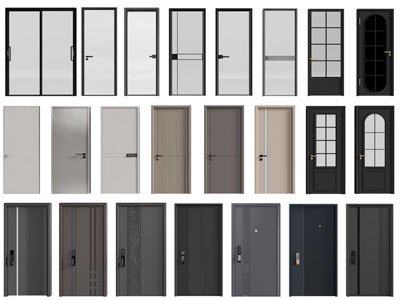 现代玻璃推拉门 木门 房门 平开门 防盗门 子母入户门3d模型 现代玻璃推拉门 木门 房门 平开门 防盗门 子母入户门