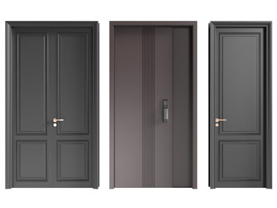 法式双开门 木门 子母入户门 平开门3d模型 法式双开门 木门 子母入户门 平开门