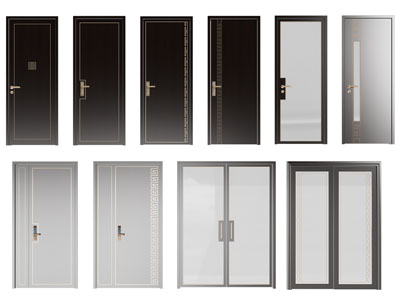 新中式平开门 房门 玻璃门 子母入户门 推拉门3d模型 新中式平开门 房门 玻璃门 子母入户门 推拉门