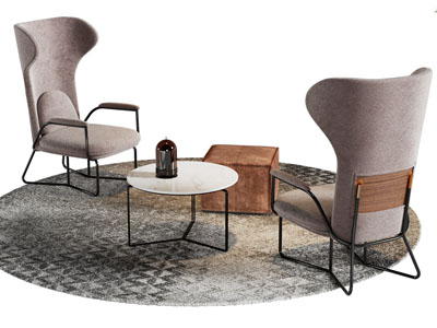 现代休闲椅子 边几