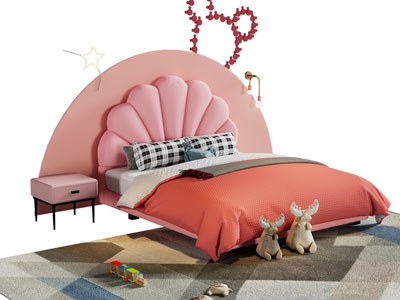 现代儿童床 双人床 床头柜