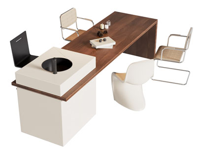 现代吧台餐桌椅组合