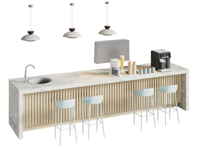 现代咖啡厅大理石吧台操作台