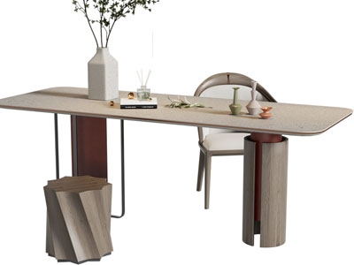 现代长方形餐桌椅组合