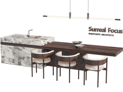 现代吧台餐桌椅组合