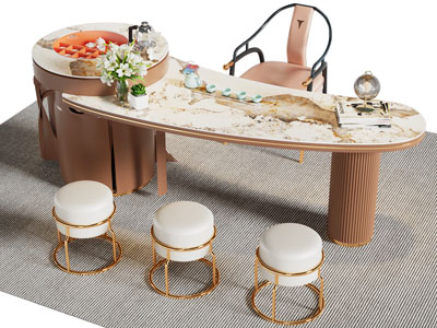 新中式弧形茶桌椅组合