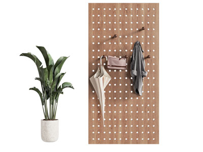 现代实木洞洞眼墙面收纳架