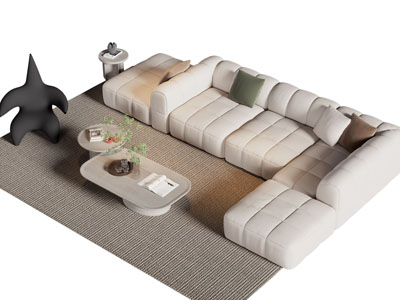 现代转角多人沙发 休闲椅子和茶几组合