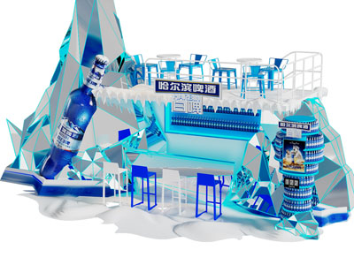 现代啤酒美陈 户外装置 演绎舞台