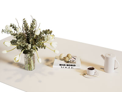 现代花瓶花卉 书本 茶壶杯子摆件组合