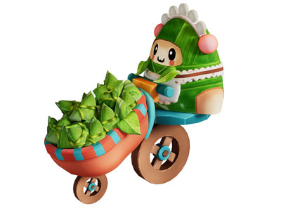 现代端午节美陈 粽子玩偶 摆件