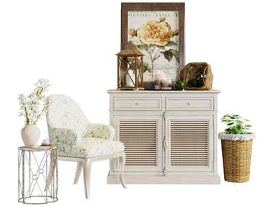 美式玄关柜 边柜 休闲椅子3d模型 美式玄关柜 边柜 休闲椅子