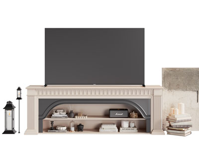 法式电视柜 电视3d模型 法式电视柜 电视