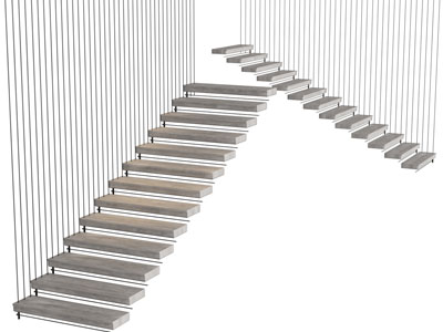 现代悬空台阶楼梯3d模型 现代悬空台阶楼梯
