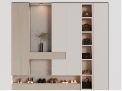 现代半开放式玄关鞋柜3d模型 现代半开放式玄关鞋柜
