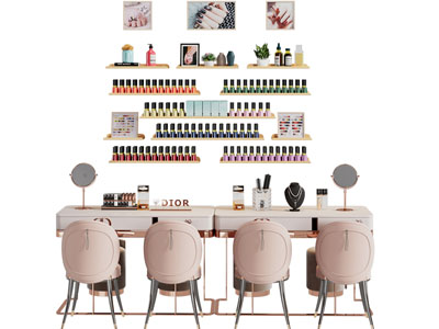 现代化妆 梳妆台 墙面化妆品收纳展架