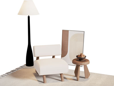 现代休闲椅子 落地灯 边几