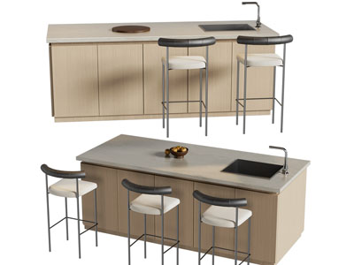 现代吧台中岛台