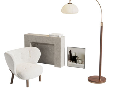 现代奶油风休闲椅子 落地灯