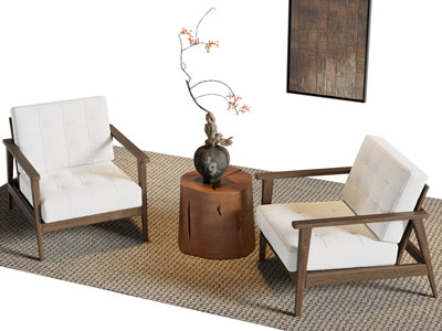 侘寂风休闲椅子 边几摆件