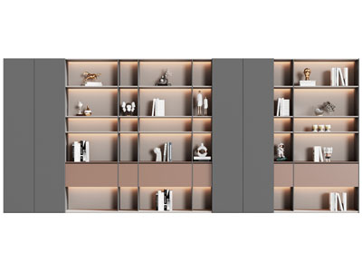 现代开放式装饰书柜3d模型 现代开放式装饰书柜