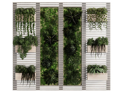 现代植物墙 吊篮绿植3d模型 现代植物墙 吊篮绿植