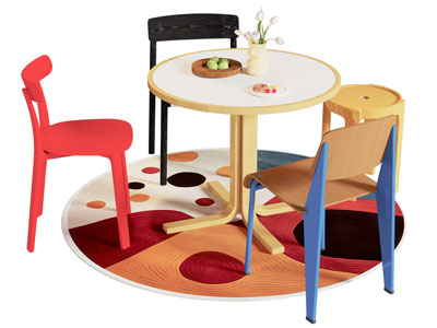 现代多巴胺餐桌椅组合