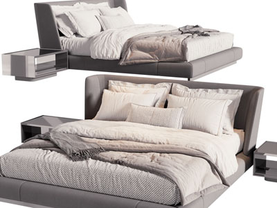 现代双人床 床头柜