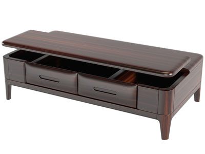 现代实木长方形多功能茶几