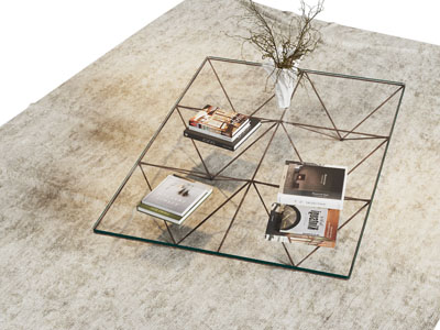 现代长方形玻璃茶几