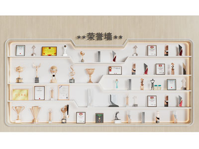 现代奖杯 奖牌 奖章 奖状荣誉背景墙3d模型 现代奖杯 奖牌 奖章 奖状荣誉背景墙