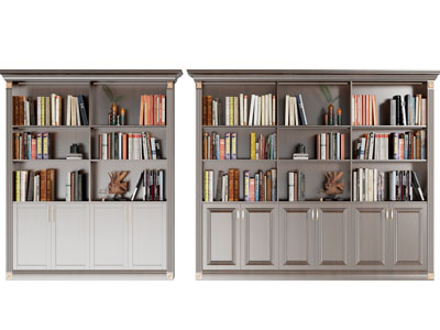 美式实木装饰书柜3d模型 美式实木装饰书柜