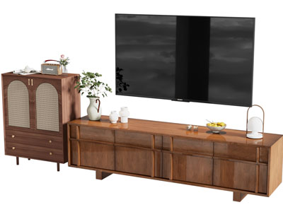 中古风电视柜 边柜 电视3d模型 中古风电视柜 边柜 电视