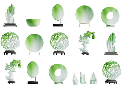 新中式中式元素雕花摆件组合