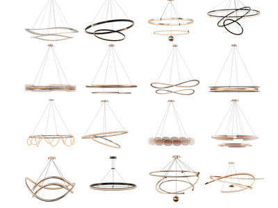 现代金属线条套环吊灯