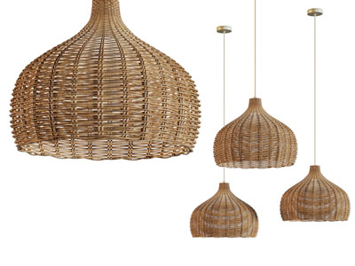 新中式民宿藤编灯罩吊灯